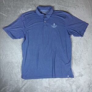 Peter Millar Seaside Polo Shirt Mens XL Geometric All Over Print Golf Blue